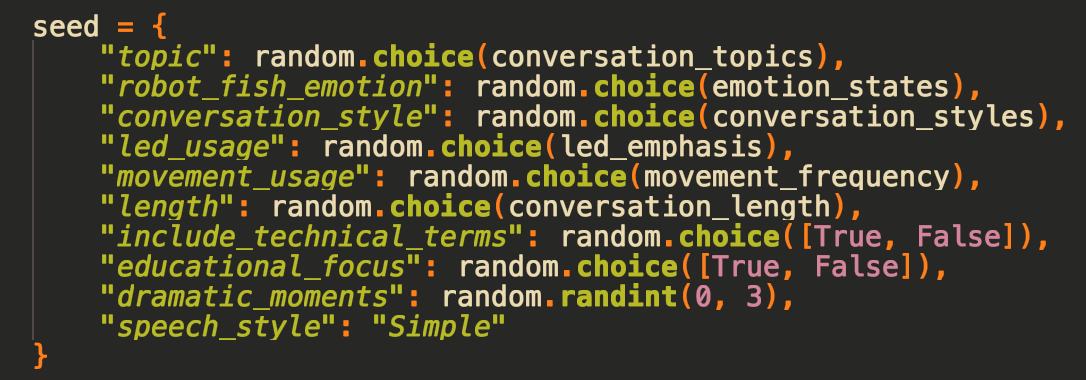 Part of the prompt used to seed synthetic conversation generation